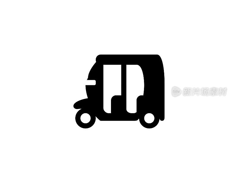 Auto Rickshaw vector icon. Isolated Tricycle oriental transport flat symbol - vector